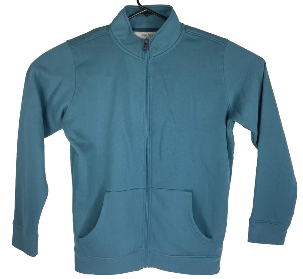 James Pringle Full Zip Sweater Mens M Green Cardigan Jacket Mock Neck Jumper